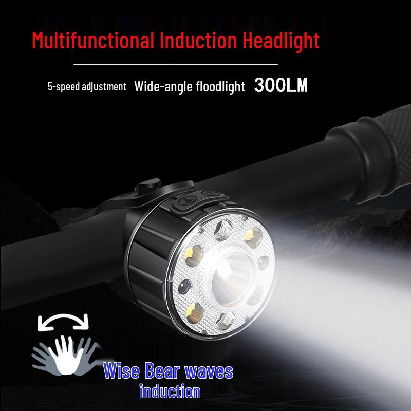 Ultra-Bright Waterproof Cycling Headlight with Induction and Warning Features for Night Riding