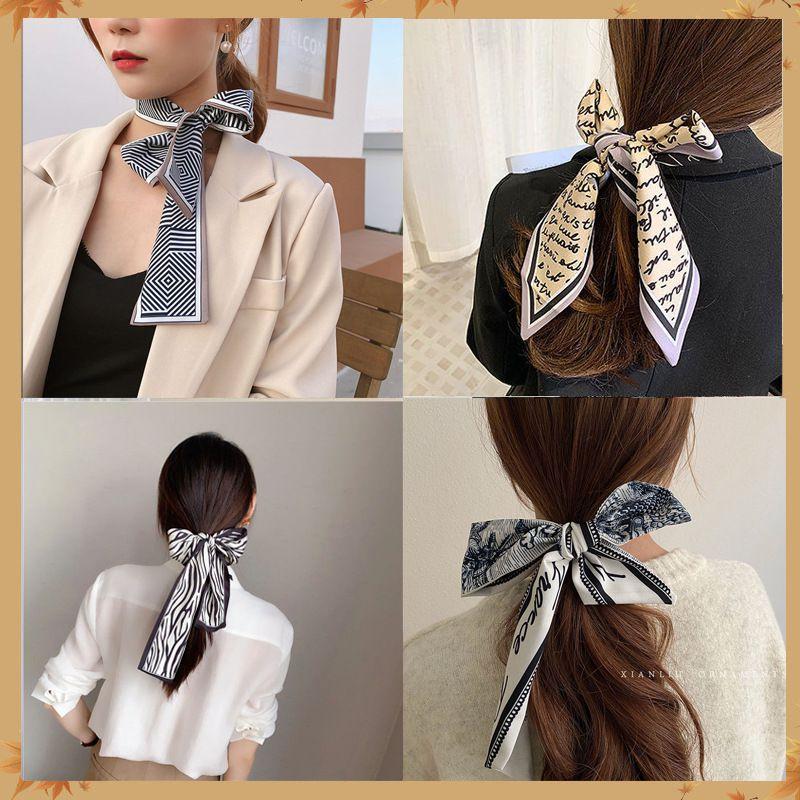 Elegant Plaid Headbands Silk Scarf Hair Rope With Beautiful Houndstooth Design For Women