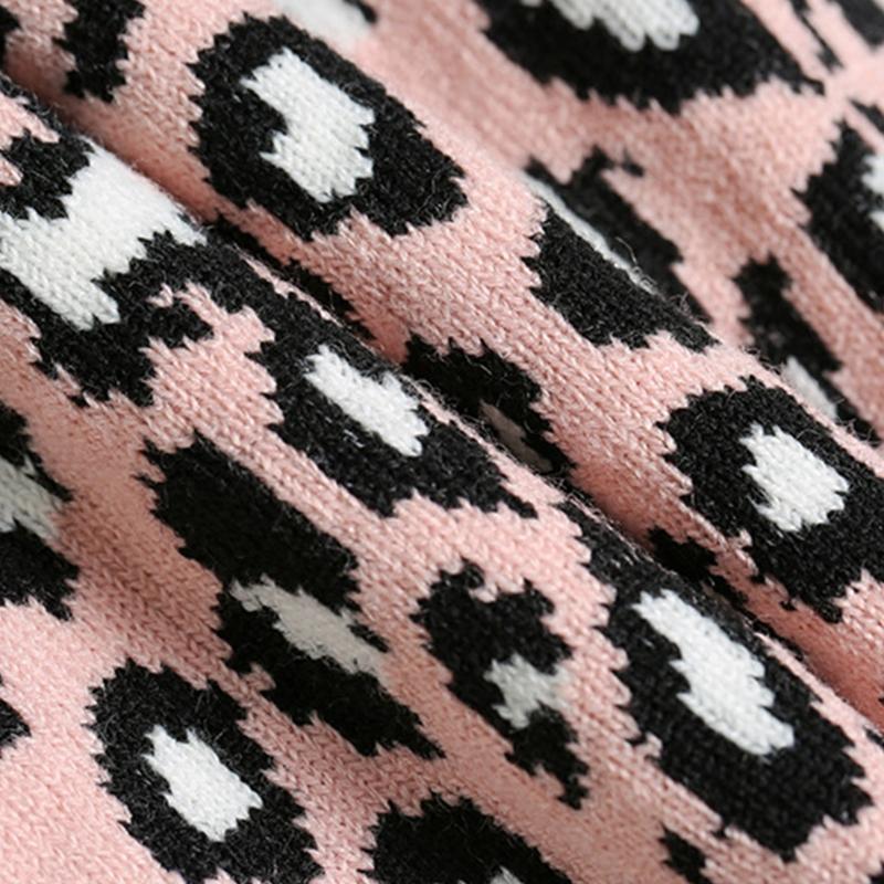 Fashion Leopard-print Knitted Hat Beanie Hat Woolen Hat for Outdoor Activities