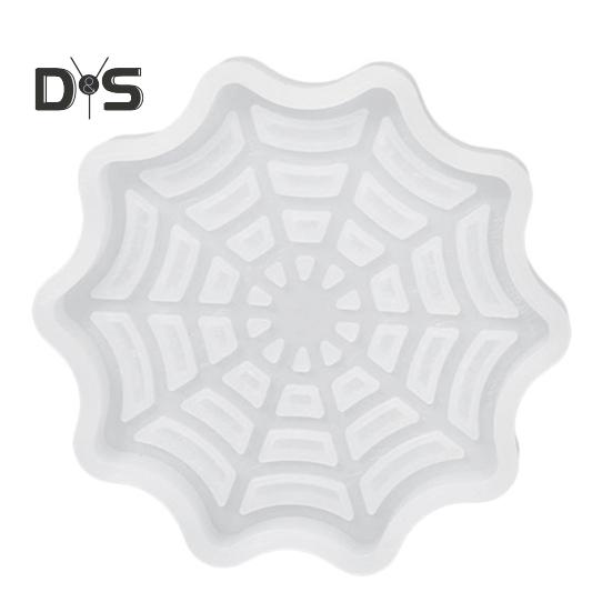 Halloween Coaster Resin Mold Skull Spider Web Tombstone Shape DIY Craft Epoxy Resin Casting Silicone Candle Cup Holder Candle Mould