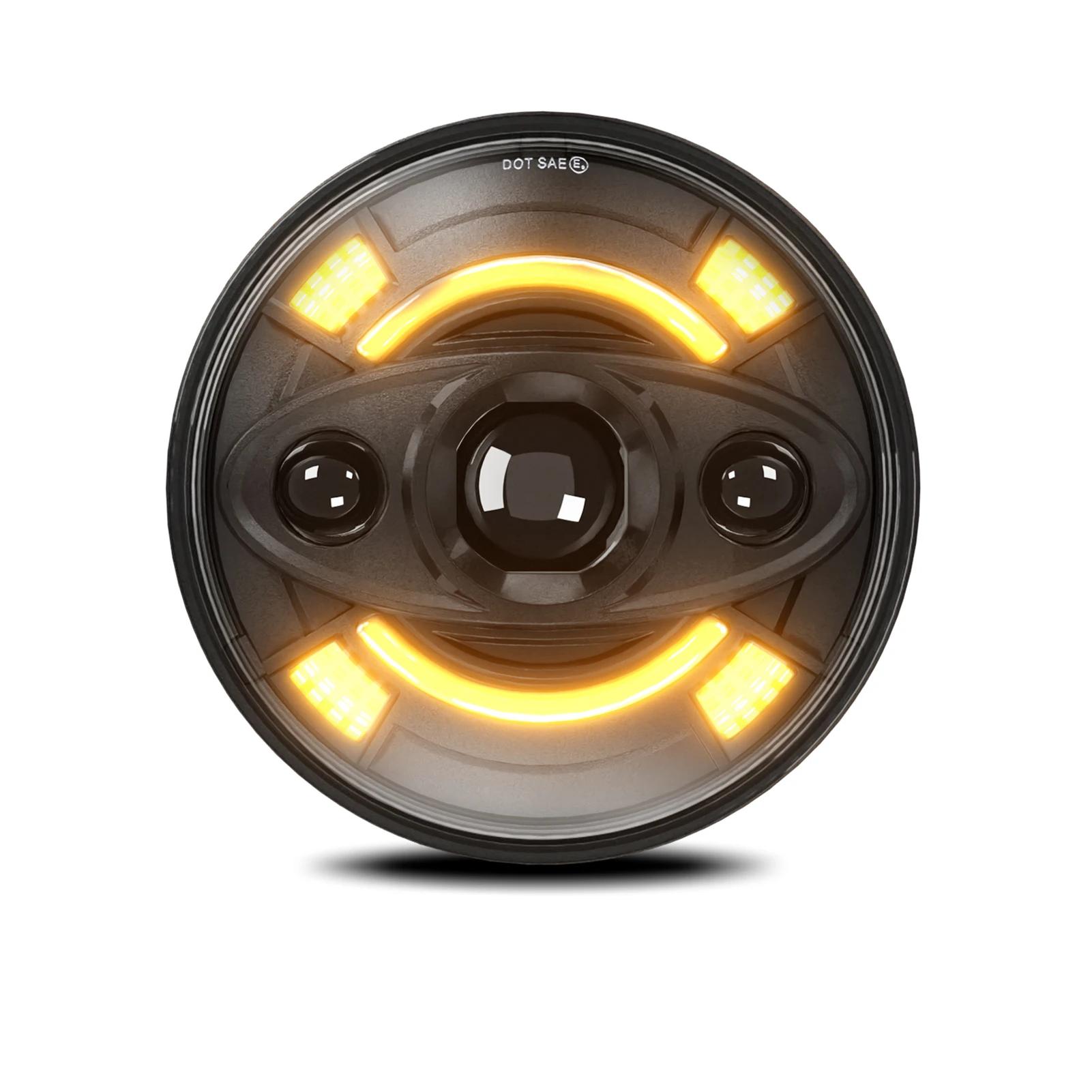 2pcs 7 Inch LED Headlights with Hi/Lo Beam DRL and Turn Signal Waterproof 7 Inch Round Headlights