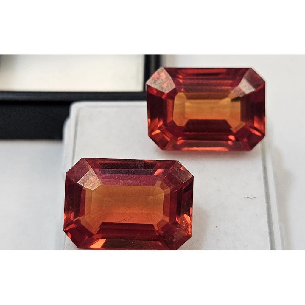 Padparadscha Sapphire For Earring Making 22+ Ct Emerald Cut Pair Gemstone
