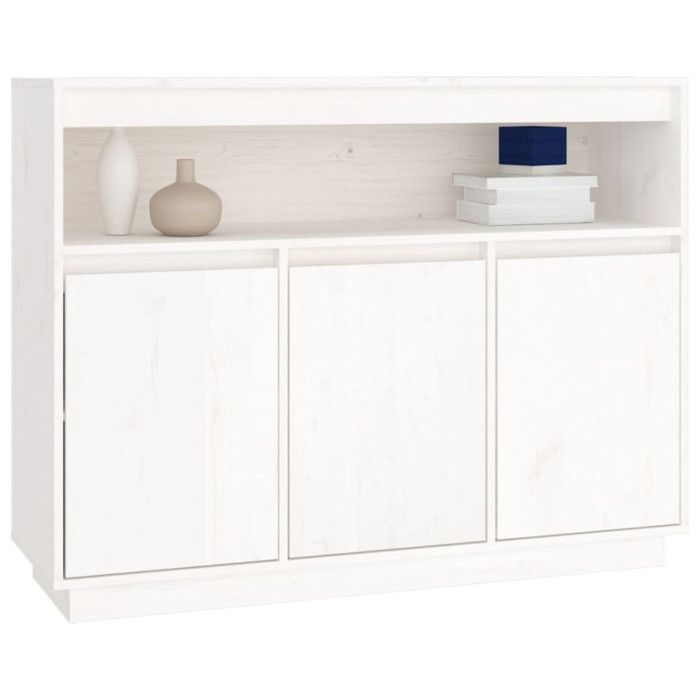 814390 vidaXL Buffet Blanc 104,5x34x80 cm Bois massif de pin