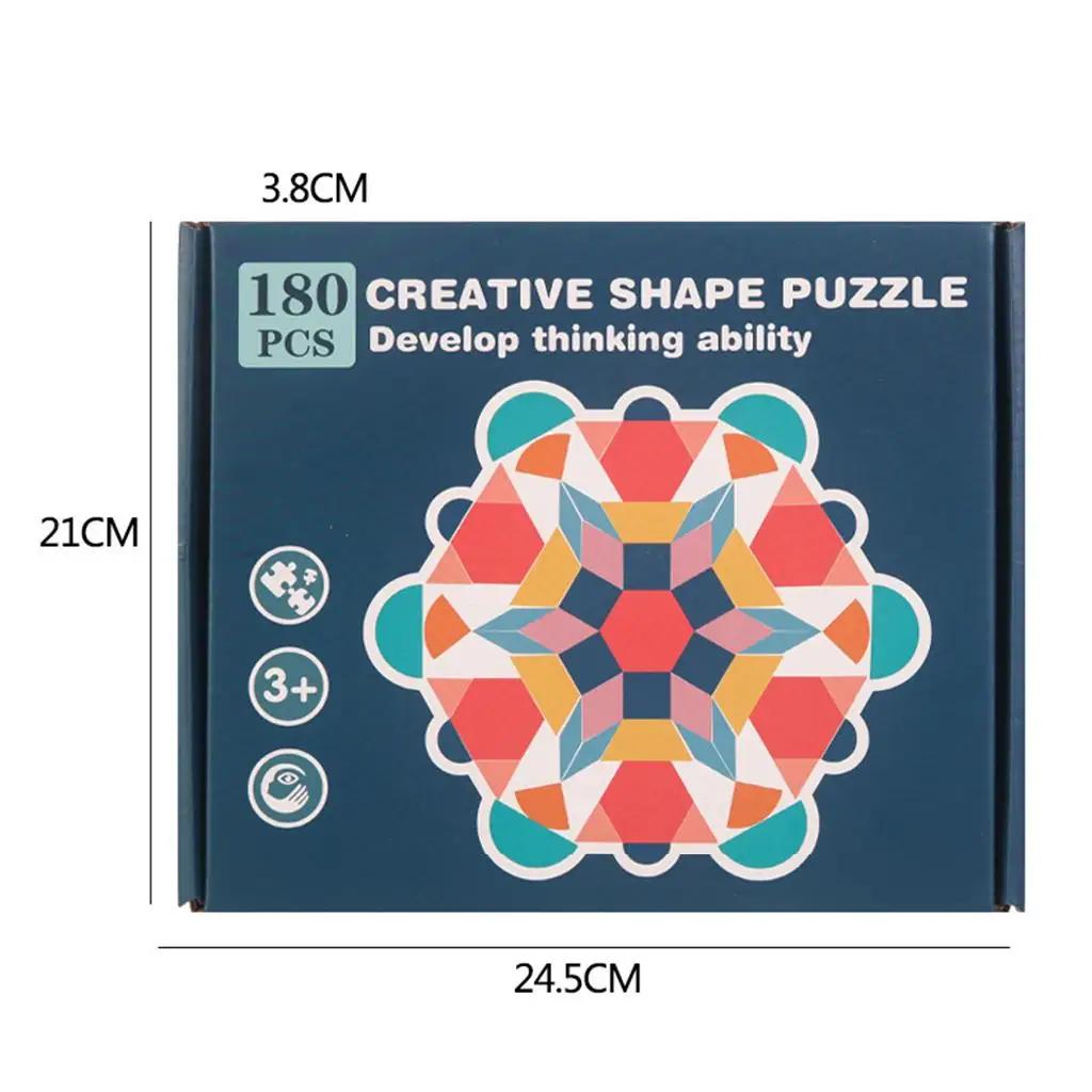 180 szt. Montessori Dzieci Drewniane 3D Kształty Geometryczne Puzzle Plansza Zestaw Zabawki do Wczesnej Edukacji dla Dzieci