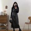 2025 Korean Style Spring Faux Two-Piece Leather Jacket T-Shirt Dress – Casual Plus Size Women's Fashion.