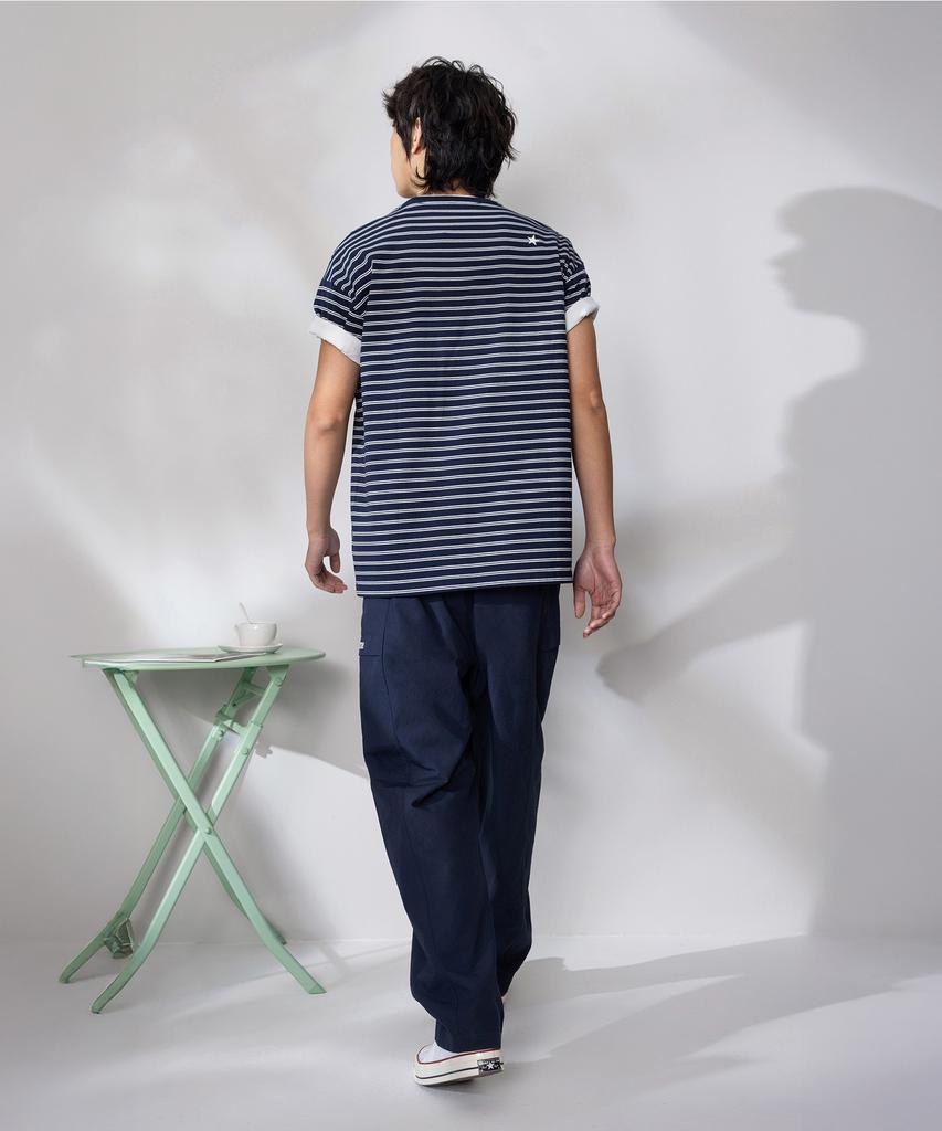 Keonbeoseu Striped Logo Loose Fit T-Shirt Obsidian Ucj690-695