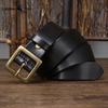 Retro Minimalistischer Glänzender Vollnarben Rindsleder Gürtel für Herren, Echtes Leder, Dornschließe, Lässig und Vielseitig Neuer Stil