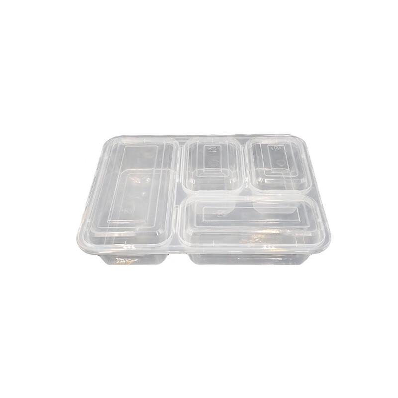 Disposable 4-Compartment Takeout Meal Box with Lid