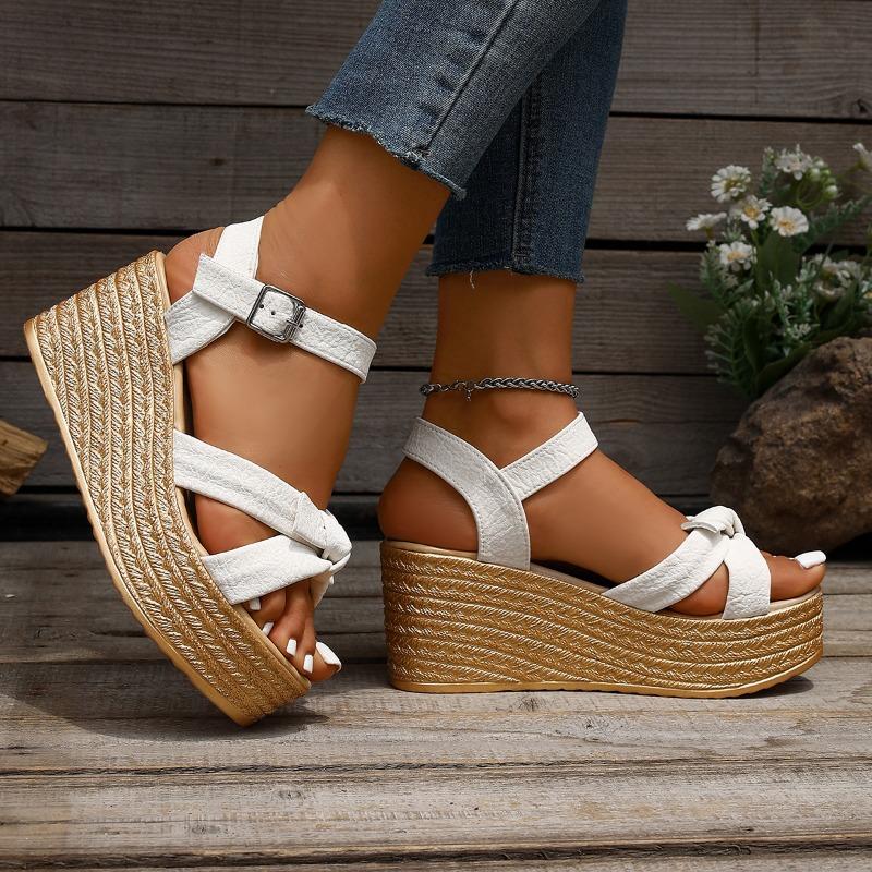 Fashion 2025 NEW Wedge Sandals Woman Platform Bow Design Summer High Heel Shoes Female Sandal Heels Shoes For Woman