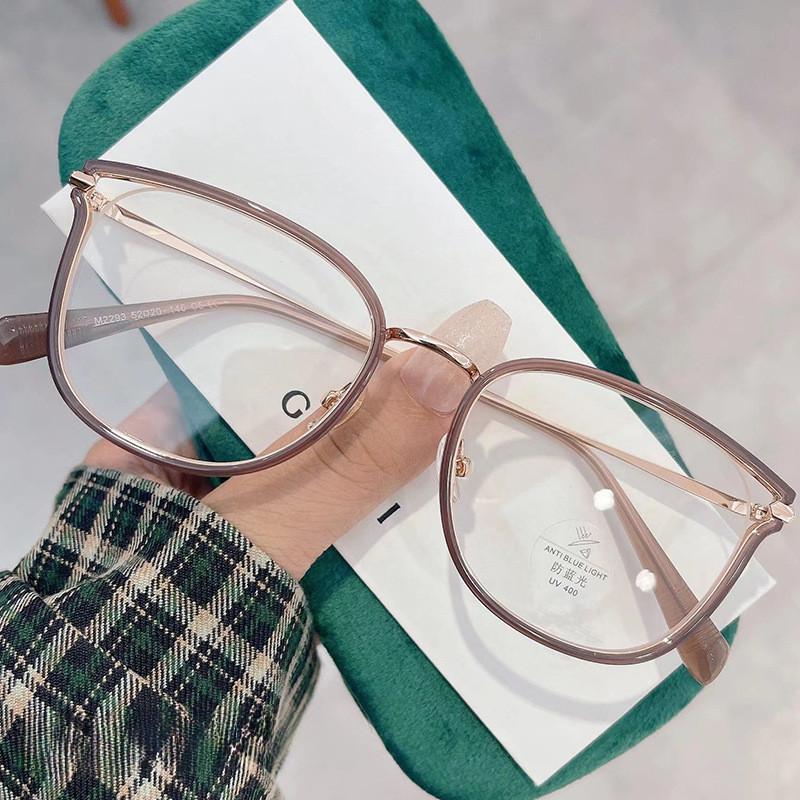 Geometric Female Flat Glasses With Blue Light Filter And Pc Material For Daily Wear
