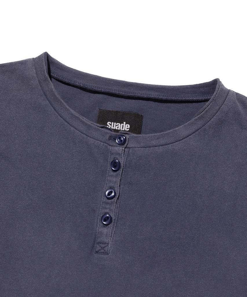 Seuweideu Washed Henley Neck Tee [Washing Navy]