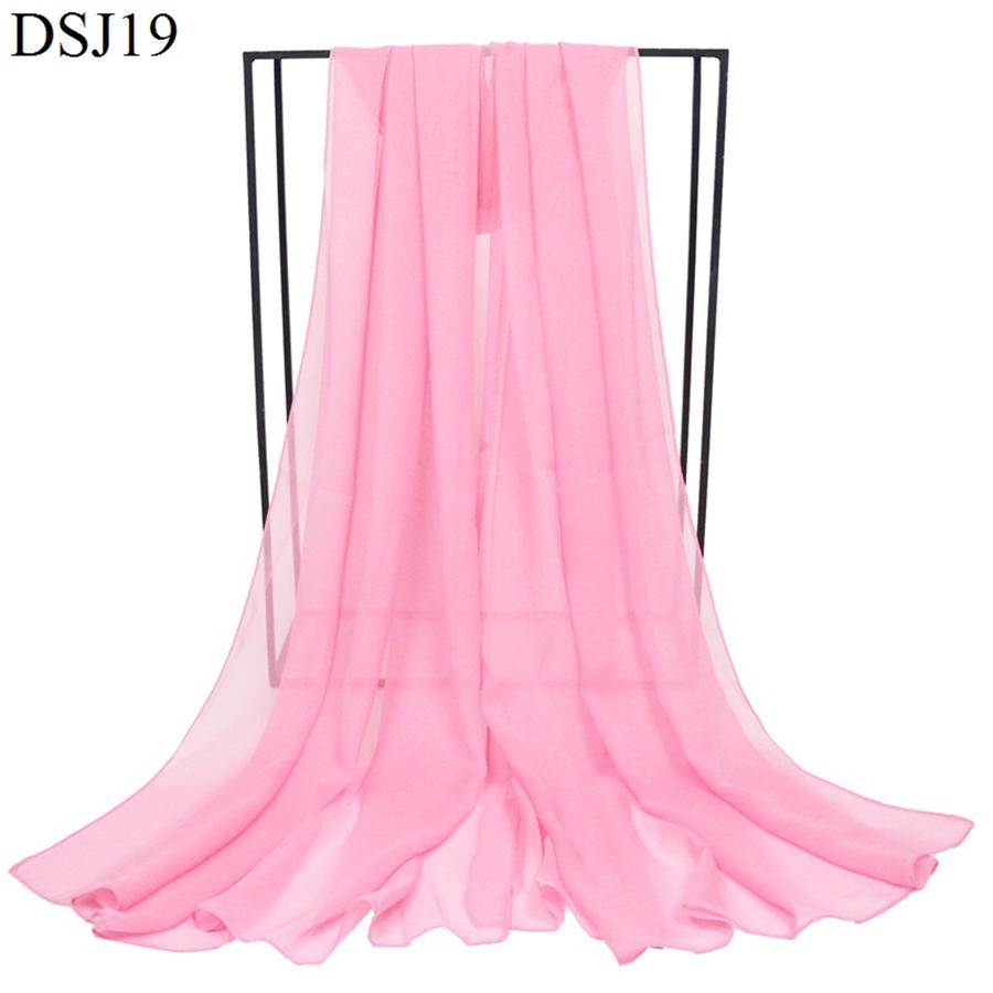 New Pure Color Georgette Silk Scarf Women Monochrome Red Scarves Sun Shawl Female Catwalk Training Dance Wraps