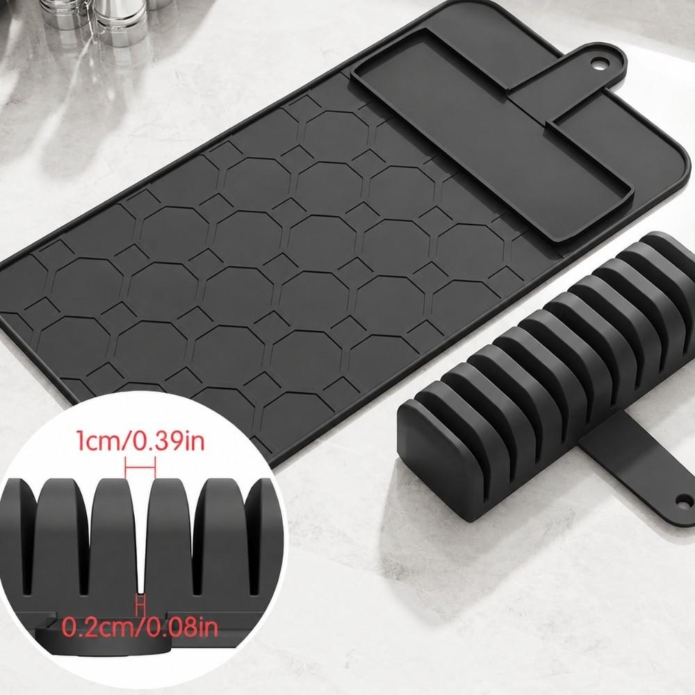 10 Compartments Kitchen Knife Mat Anti-Slip Base Knife Storage Mat Cutlery Drawer Insert Home Use
