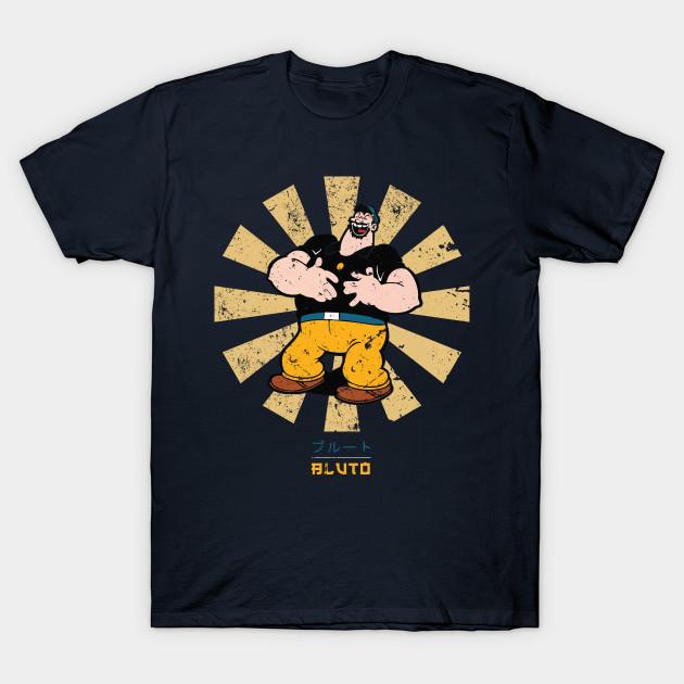 Men Black Print T-shirt Bluto Retro Japanese Popeye No-Cut Transfer Paper Print Cotton Tshirt 3XL тёмно-синий