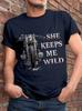 Couple Motorcycle She Keeps Me Wild Graphic Unisexs Short Sleeve Tshirt