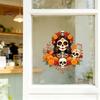 Festive Indoor Outdoor Window Art Day of The Dead Clings, Dia De Los Muertos Sticker, Colorful Decorative Film for Parties Sugar Skull with