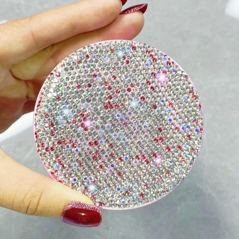 Rhinestone Luxe Flip Powder Case - Portable Loose Powder Dispenser and Storage Box