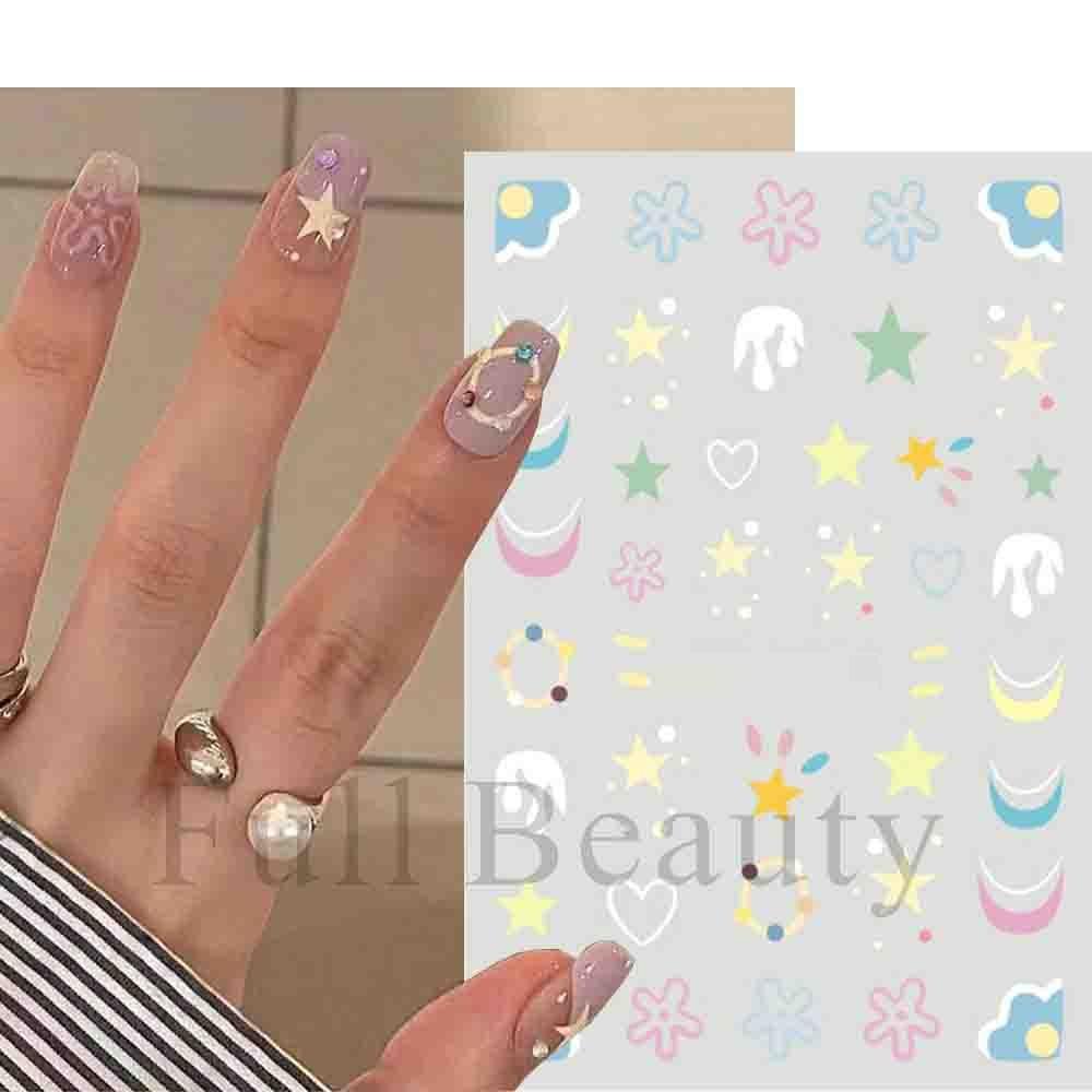 Water Nail Decal Sticker Flower Leaf Tree Green Simple Autumn Slider for Manicure Nail Art Watermark Tips