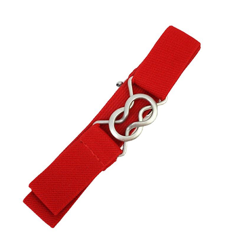 Cintura in Pelle Elastica Regolabile per Bambini con Tessuto Twill e Fibbia Sportiva a Forma di 8