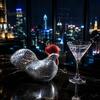 Eye Catching Desk Accessories Disco Ball Rooster Figurine, Mirror Mosaic Tabletop Ornament, Unique Retro Art Decorative Style Statue Sculpture