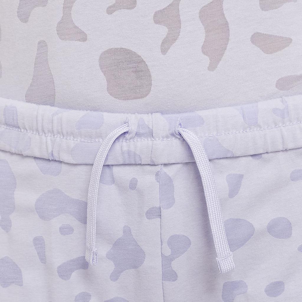 Nike Dri-FIT Breezy Full Print High-Waisted Drawstring Shorts Kids Shorts Lavender FB1095-536