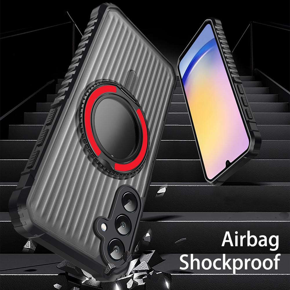 KEYSION 360° Rotating Ring Stand Case for Samsung Galaxy A55 5G A35 A25 A15 Transparent Magnetic Shockproof Phone Cover