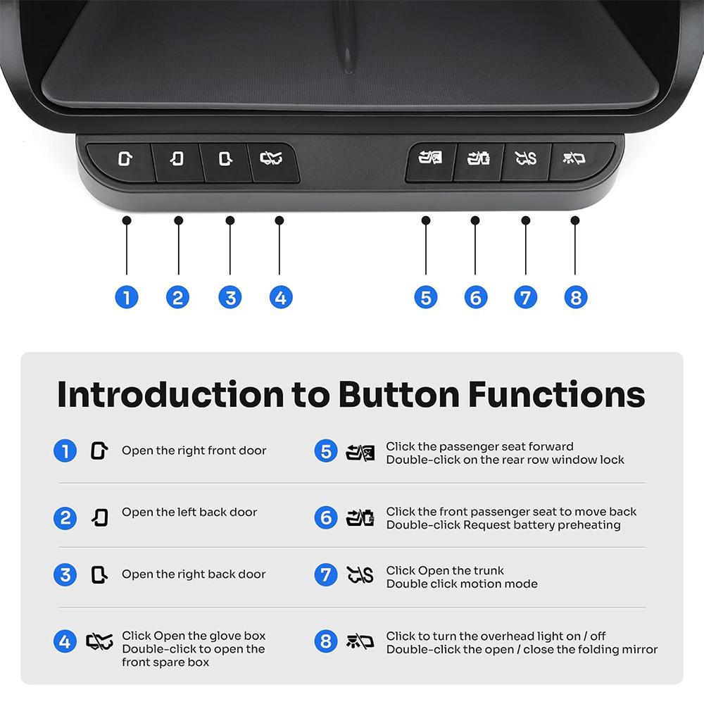 For Tesla Model Y/3 Model 3 2025-2025 Wireless Smart Button Center Screen Storage Box Car Door Seat Adjustment Control Keys