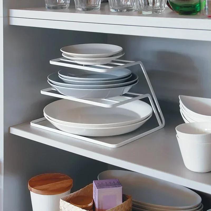 Kitchen Household Storage Drain Iron Rack 3 Levels Plates Bowl Cup Separate Storage Dishes Stand Hold Dish Drying Organizer Tool