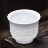 Handmade Tengwangge Pavilion Relief White Porcelain Tea Cup Chinese Gongfu Tea Set Personal Tea Cup Ceramic Gift for Tea Lovers