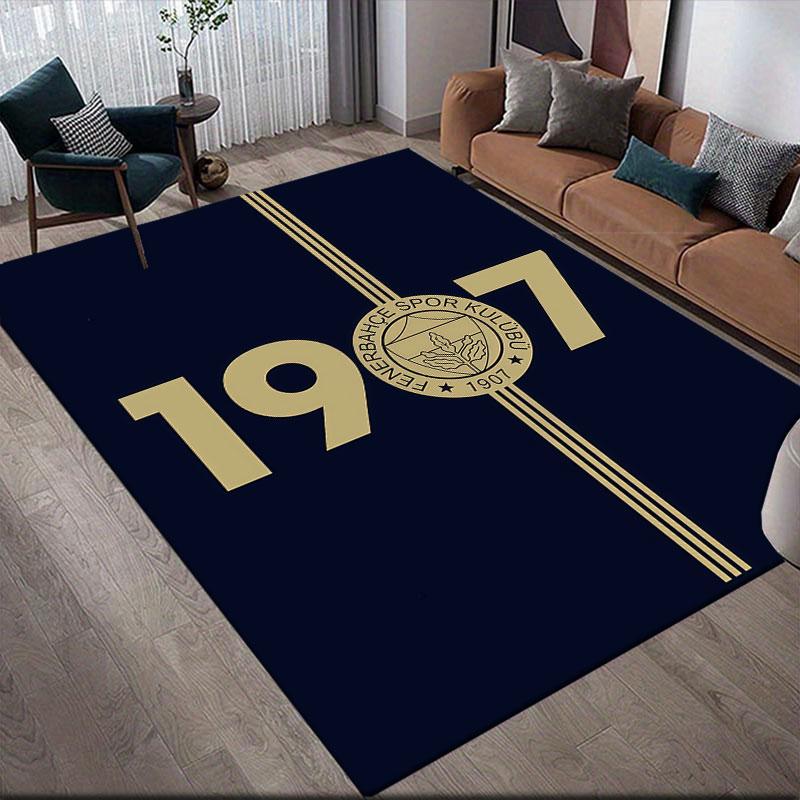 Tappeto Stampato in Flanella Fenerbahce SK, Decorazione Divano per Soggiorno e Camera da Letto, Tappetino da Pavimento in Flanella Antiscivolo per Sala Giochi