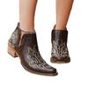 Europäische und Amerikanische Damen Stickerei Western Cowboy Knöchelhohe Stiefel mit Blockabsatz und V-förmiger Spitze (2026 Mode)