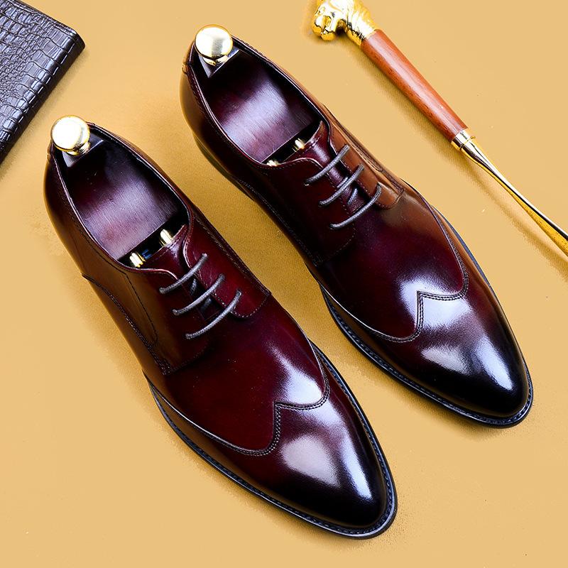 Fashion High Quality Handmade Oxford Dress Shoes Men Genuine Cow Leather Suit Shoes Footwear Wedding Formal Italian Shoes Hot Size 37-46
