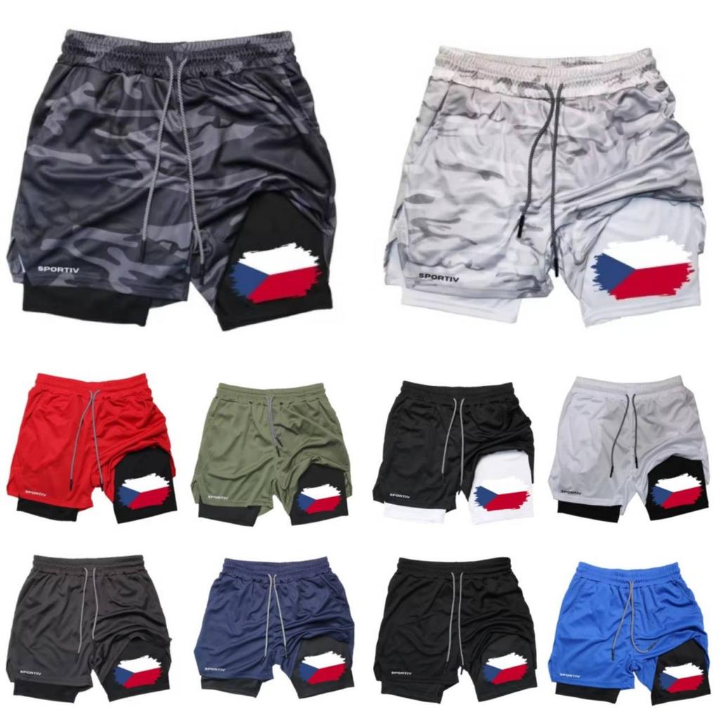 Tschechische Flagge Camouflage Muay Thai Kickboxshorts Herren Damen Unisex Sportbekleidung Doppellagig Schnelltrocknend Atmungsaktiv Training Sport Fitnessstudio Workout