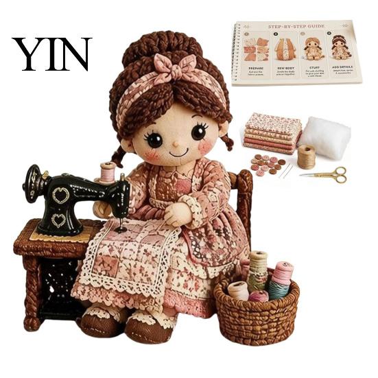 Unique Handmade Birthday Gifts Patchwork Doll DIY Kit, Cute Fabric Stuffed Figure Sewing Creative Activity for Stress Relief Floral Girl Craft
