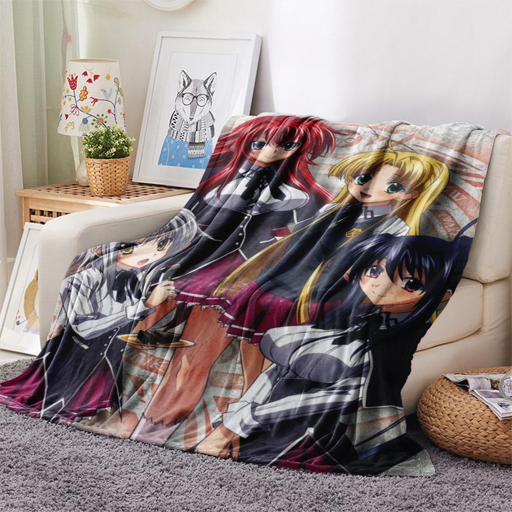 1PC Highschool Dxd Print Flannel Blanket, High Quality Comfortable for All Seasons, Home Decor, Warmth and Comfort, Perfect for Christmas Gifts