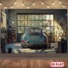 2D Plane, 1 Large Retro Car Workshop Background, Featuring a Retro Garage Design, Classic and Panel Elements