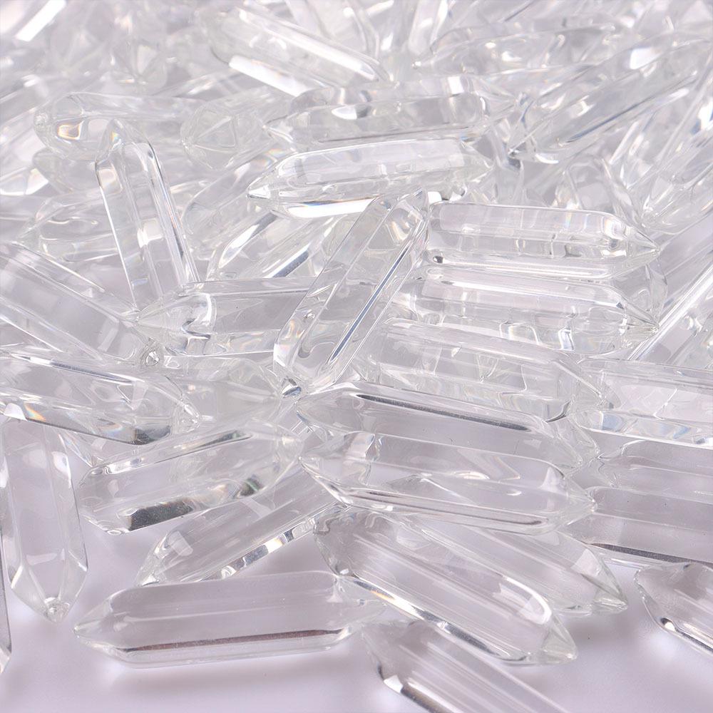 Hexagonal Bullet Crystal Pendant Stone for DIY Jewelry 8*32 mm Bare Pillar прозрачный белый