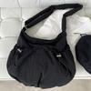 Crossbody Bag Ruched Large Capacity Nylon Bag for Women Versatile Trendy Bag