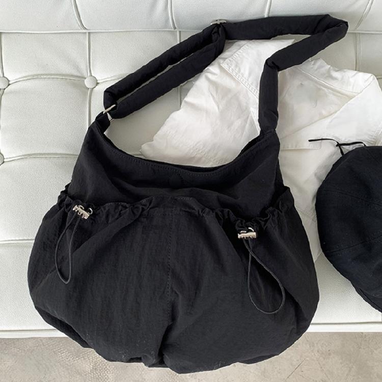 Crossbody Bag Ruched Large Capacity Nylon Bag for Women Versatile Trendy Bag