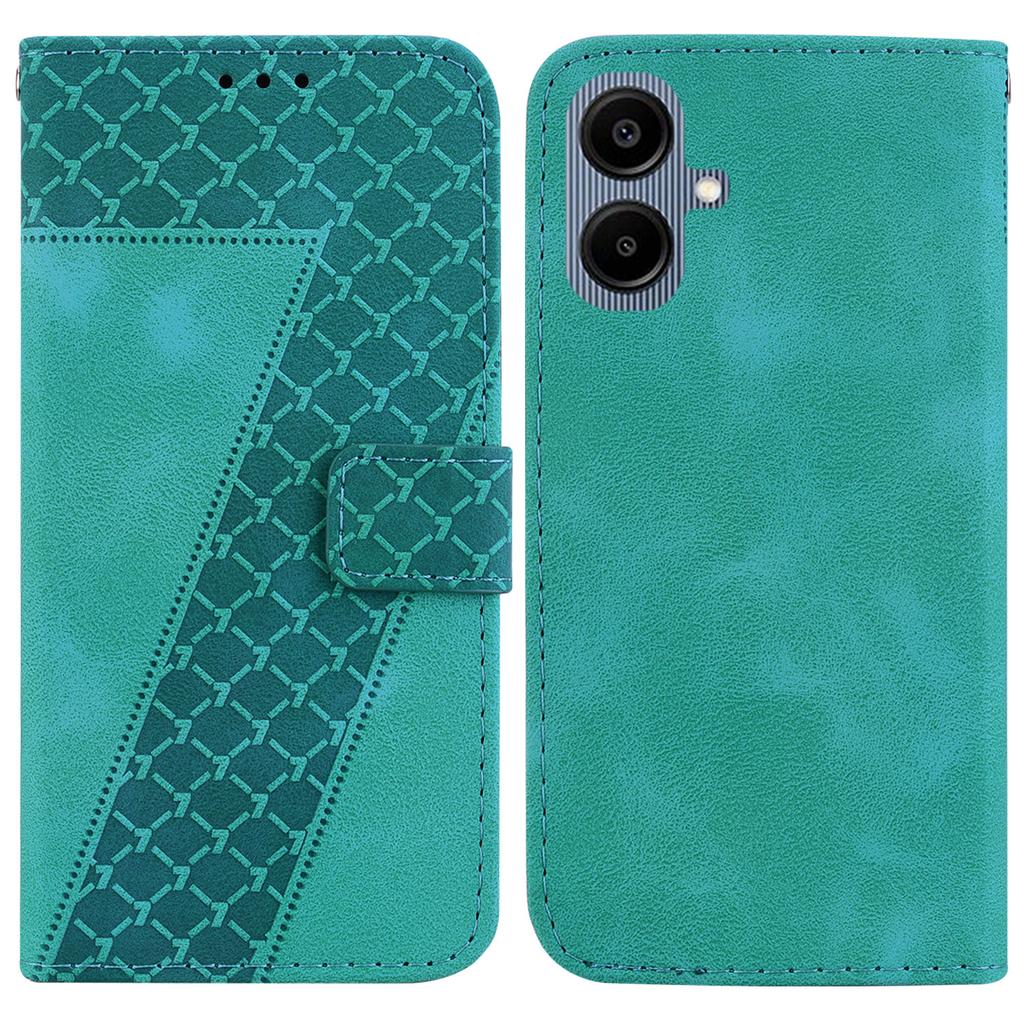 For Samsung Galaxy A07 5G Stand Case 7-Shaped Pattern Imprint Leather Phone Cover with Strap