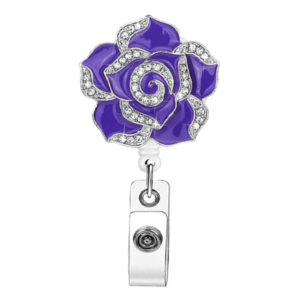 Flower Name Card Holder  Badge Reel Certificate Clasp Badge Holder Retractable Badge Reel