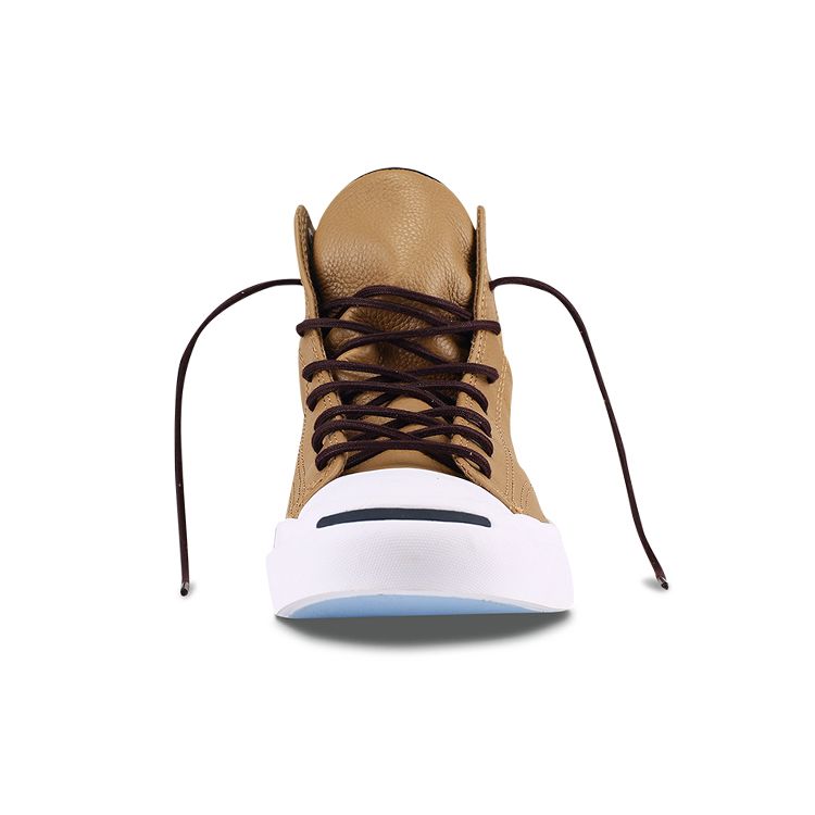 Converse Jack Purcell Open Smile Trendy Leather High Top Canvas Shoes Unisex Sneakers Tan 149938C