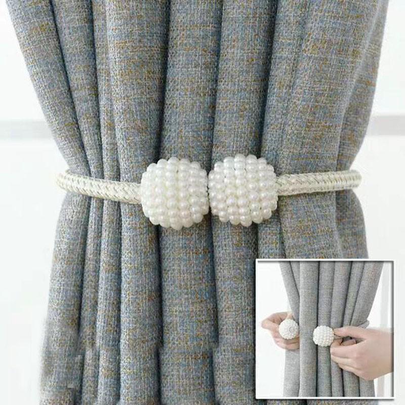2026 Magnetic Curtain Tiebacks Braided Ball Buckle Punch Free Drapery Holdback Clips Tali Tirai Magnetik