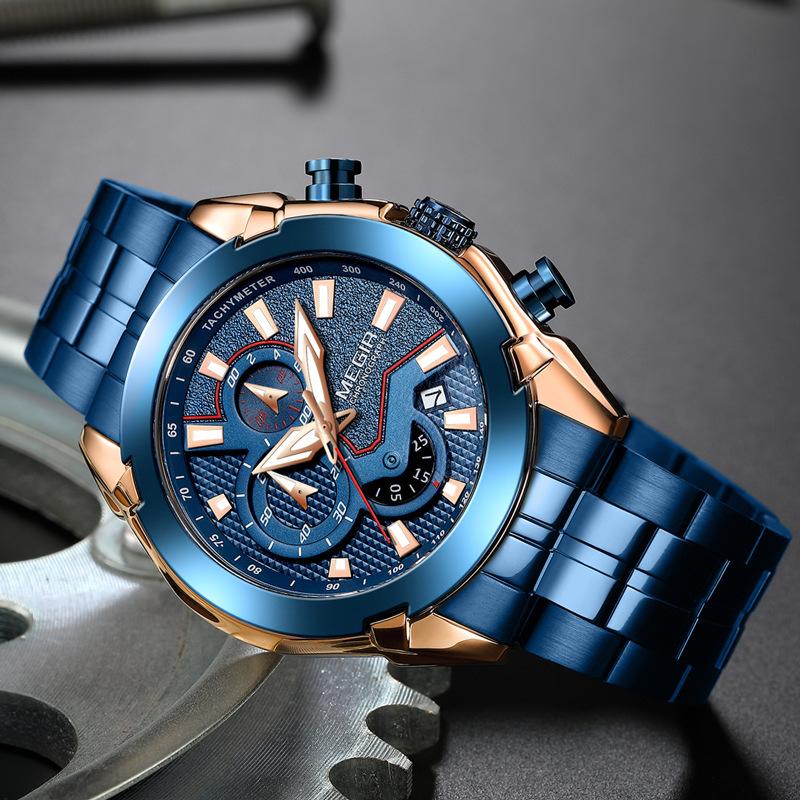 Men'S Watch, Large Dial Chronograph Calendar, Luminous Waterproof Steel Belt Men'S Watch 2065
