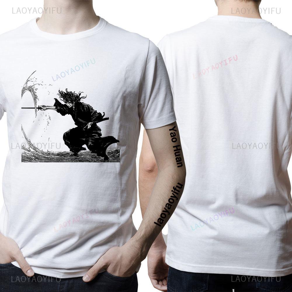 Anime Vagabond Miyamoto Musashi Sasaki Kojiro Manga Herren T-Shirt Cooles Mode T-Shirt Frau Grafik Streetwear Hipster