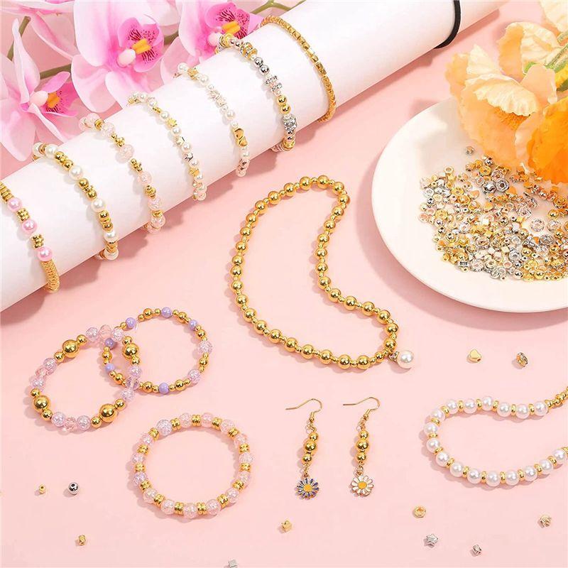 BHBL 2240 Pcs Spacer Beads for Jewelry Making in 8 Styles, for Bracelets Making, Round Beads Beads Crafts