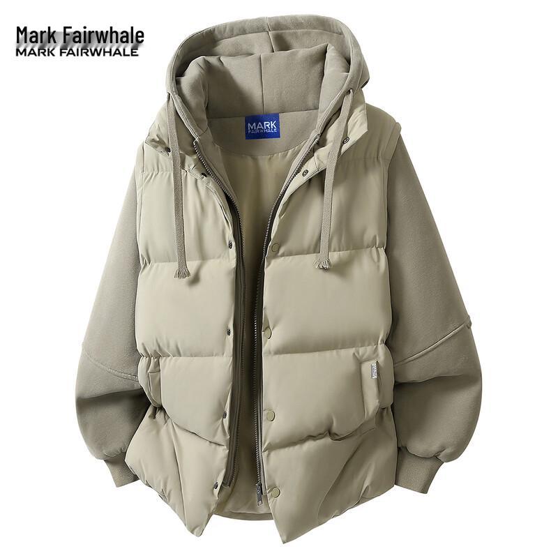 Mark Fairwhale Men's Hooded Thick Faux 2-Piece Padded Jacket