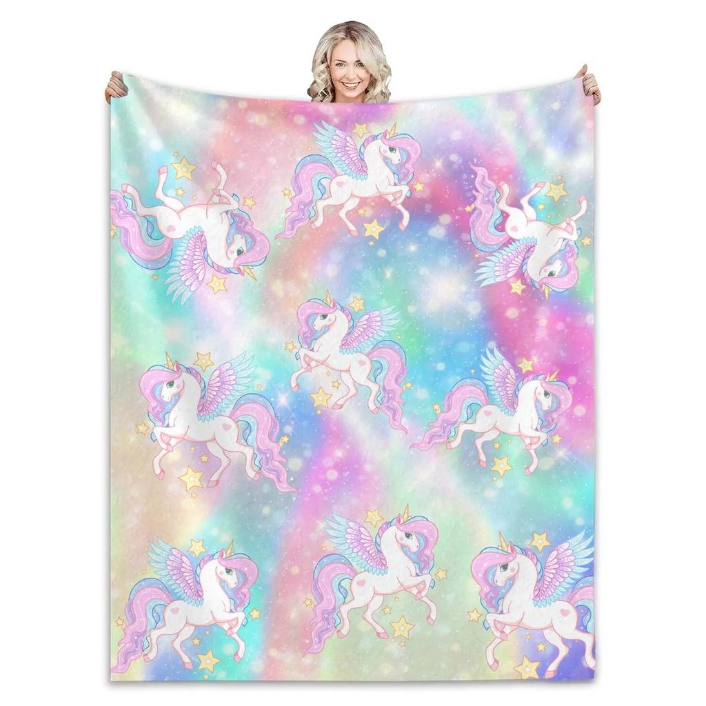 Jednorožcová flanelová deka pro dívky a chlapce Měkká teplá dětská deka na postel pohovku Narozeninový vánoční dárek