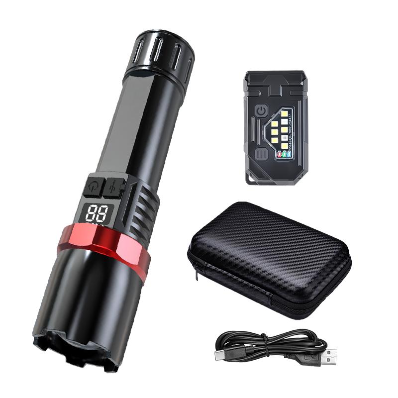 High Power LED Flashlight Powerful USB C Rechargeable Tactical Zoom Flashlight with 3 Gear Outdoor Camping Hiking Fishing Torch