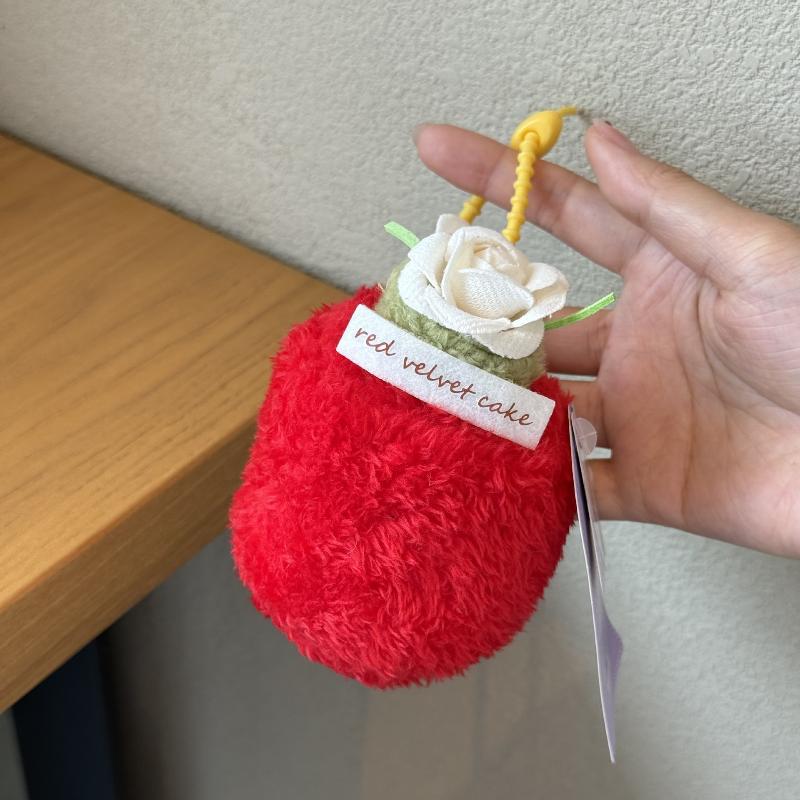'12/20Cm Cute Food Cake Bag Charm Keychain Coffee Cheese Sandwiches Plush Dolls Toys Keyring Backpack Accessories Xmas Gifts
